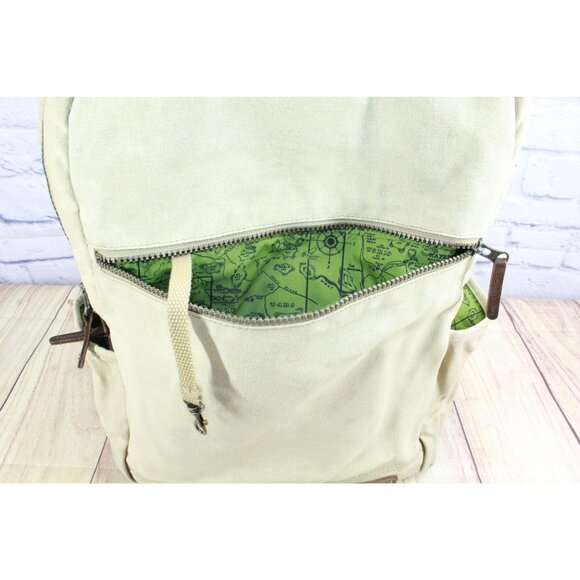 LL Bean Unisex Waxed Canvas Travel Backpack Dark Khaki - Picture 7 of 11